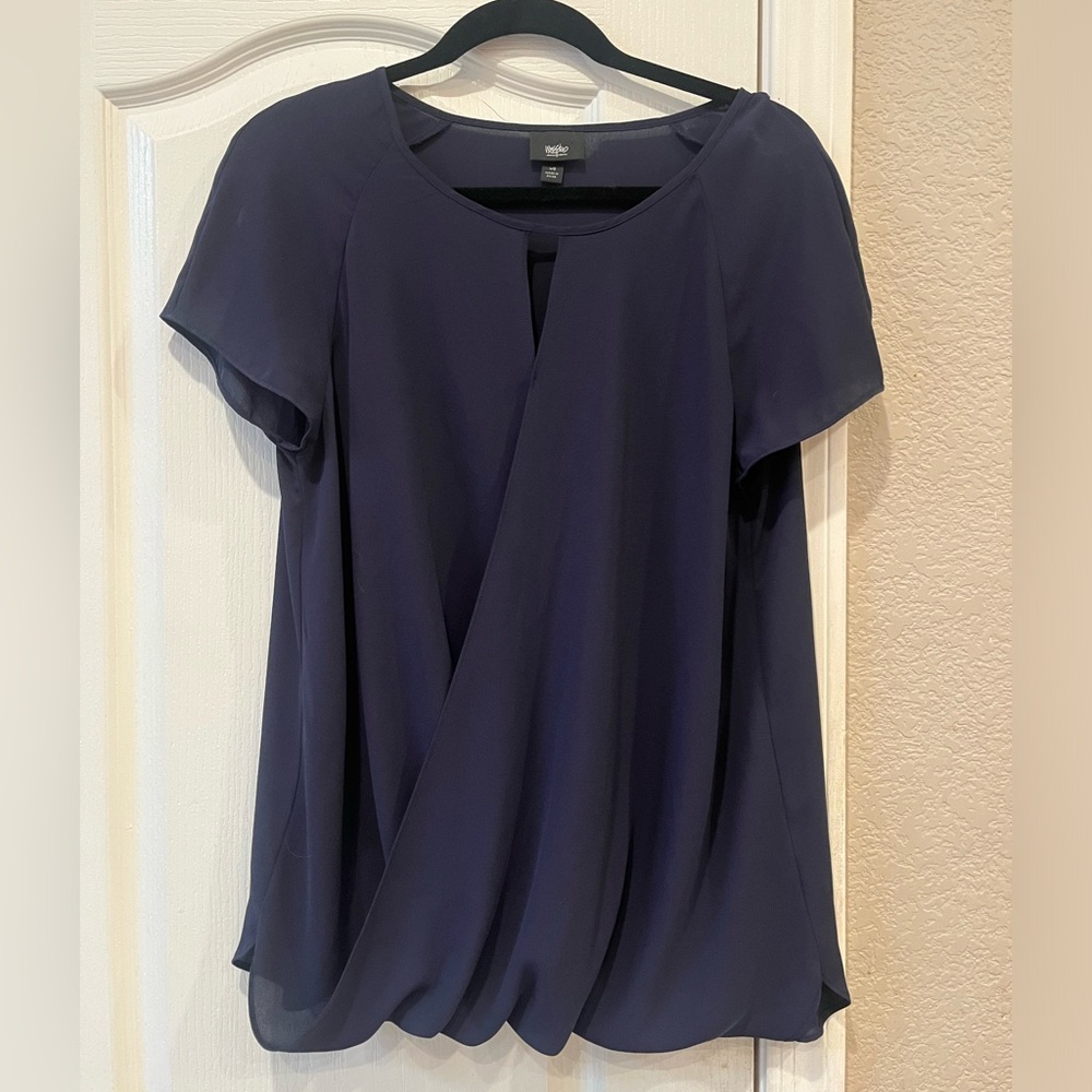 Navy Mossimo Polyester Blouse, Size Large.